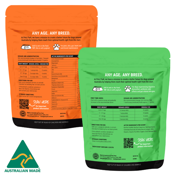 petz park pouches, probiotic for dogs, multivitamins for dogs